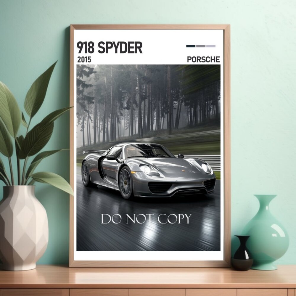 Porsche 918 Spyder 11x17 Framed Poster - Wall Art - Modern Automotive Print